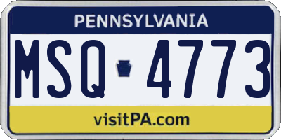 PA license plate MSQ4773
