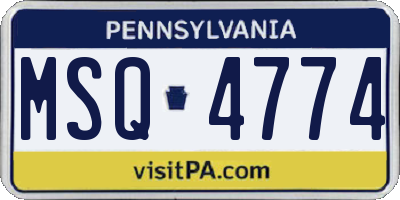 PA license plate MSQ4774