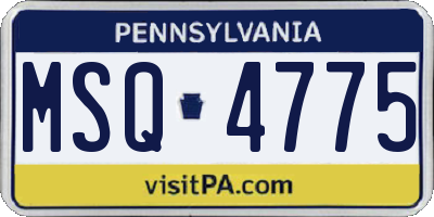 PA license plate MSQ4775