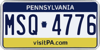 PA license plate MSQ4776