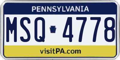 PA license plate MSQ4778