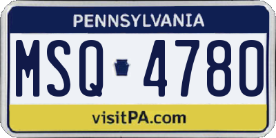 PA license plate MSQ4780