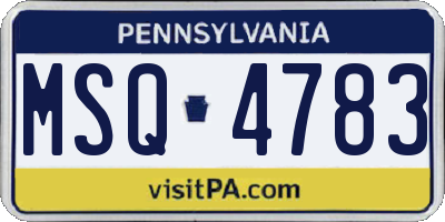PA license plate MSQ4783