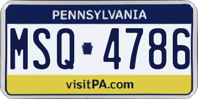 PA license plate MSQ4786