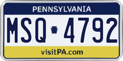 PA license plate MSQ4792