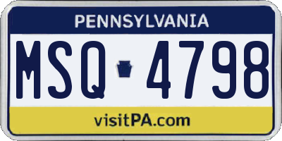 PA license plate MSQ4798