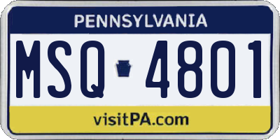 PA license plate MSQ4801