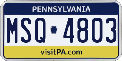 PA license plate MSQ4803