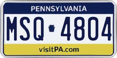 PA license plate MSQ4804