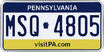 PA license plate MSQ4805