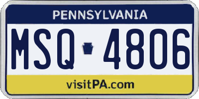 PA license plate MSQ4806