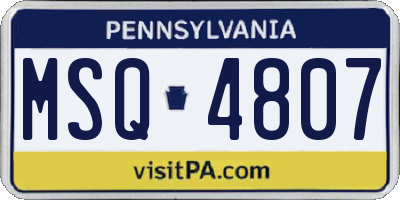 PA license plate MSQ4807