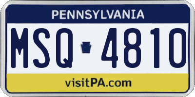 PA license plate MSQ4810