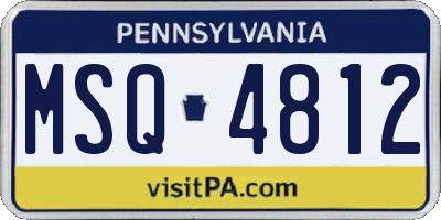PA license plate MSQ4812