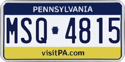 PA license plate MSQ4815