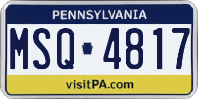 PA license plate MSQ4817