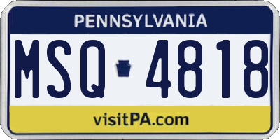 PA license plate MSQ4818