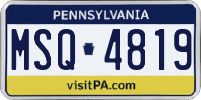 PA license plate MSQ4819