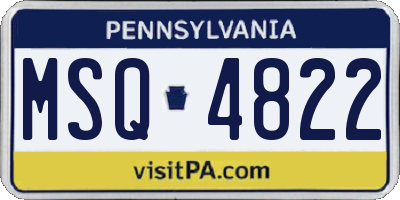 PA license plate MSQ4822