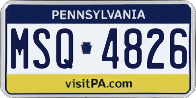 PA license plate MSQ4826