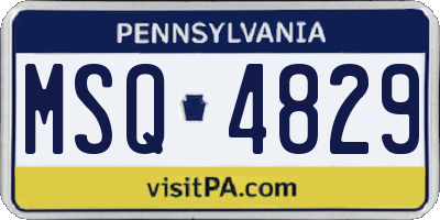 PA license plate MSQ4829