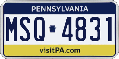PA license plate MSQ4831