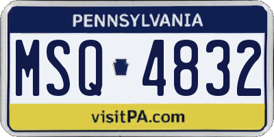 PA license plate MSQ4832