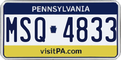PA license plate MSQ4833