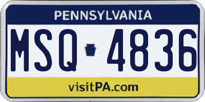 PA license plate MSQ4836