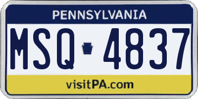 PA license plate MSQ4837