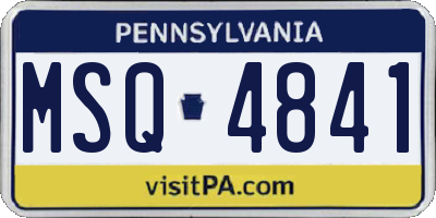 PA license plate MSQ4841