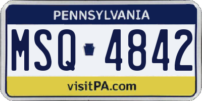 PA license plate MSQ4842