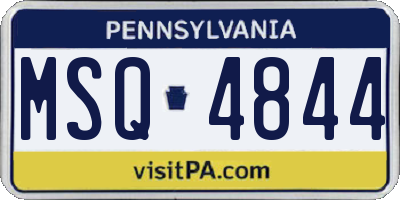 PA license plate MSQ4844
