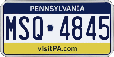 PA license plate MSQ4845