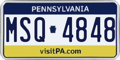 PA license plate MSQ4848
