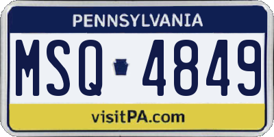 PA license plate MSQ4849