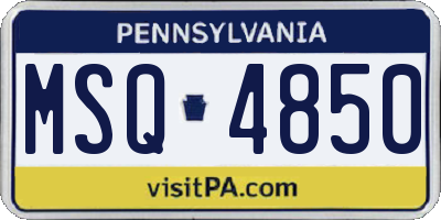PA license plate MSQ4850