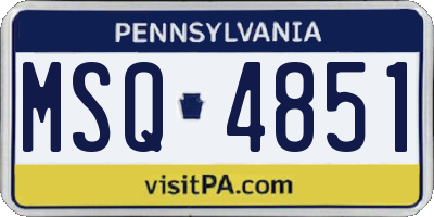 PA license plate MSQ4851