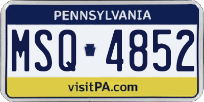 PA license plate MSQ4852