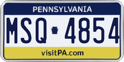 PA license plate MSQ4854