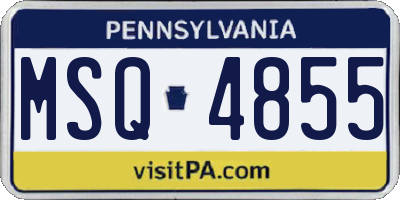 PA license plate MSQ4855