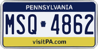 PA license plate MSQ4862