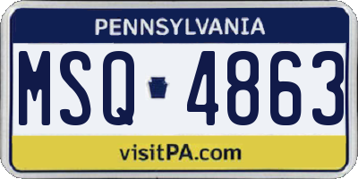 PA license plate MSQ4863