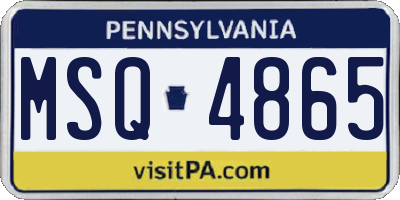 PA license plate MSQ4865