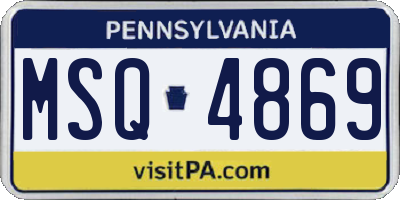 PA license plate MSQ4869