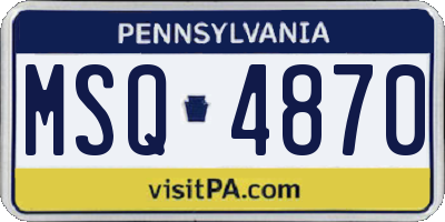 PA license plate MSQ4870