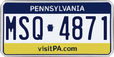 PA license plate MSQ4871