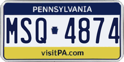 PA license plate MSQ4874