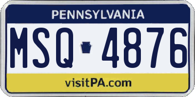PA license plate MSQ4876