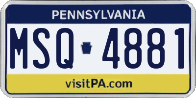 PA license plate MSQ4881